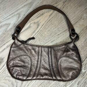 Banana Republic Metallic Brown Leather Crescent Shoulder Bag Small Y2K 90s